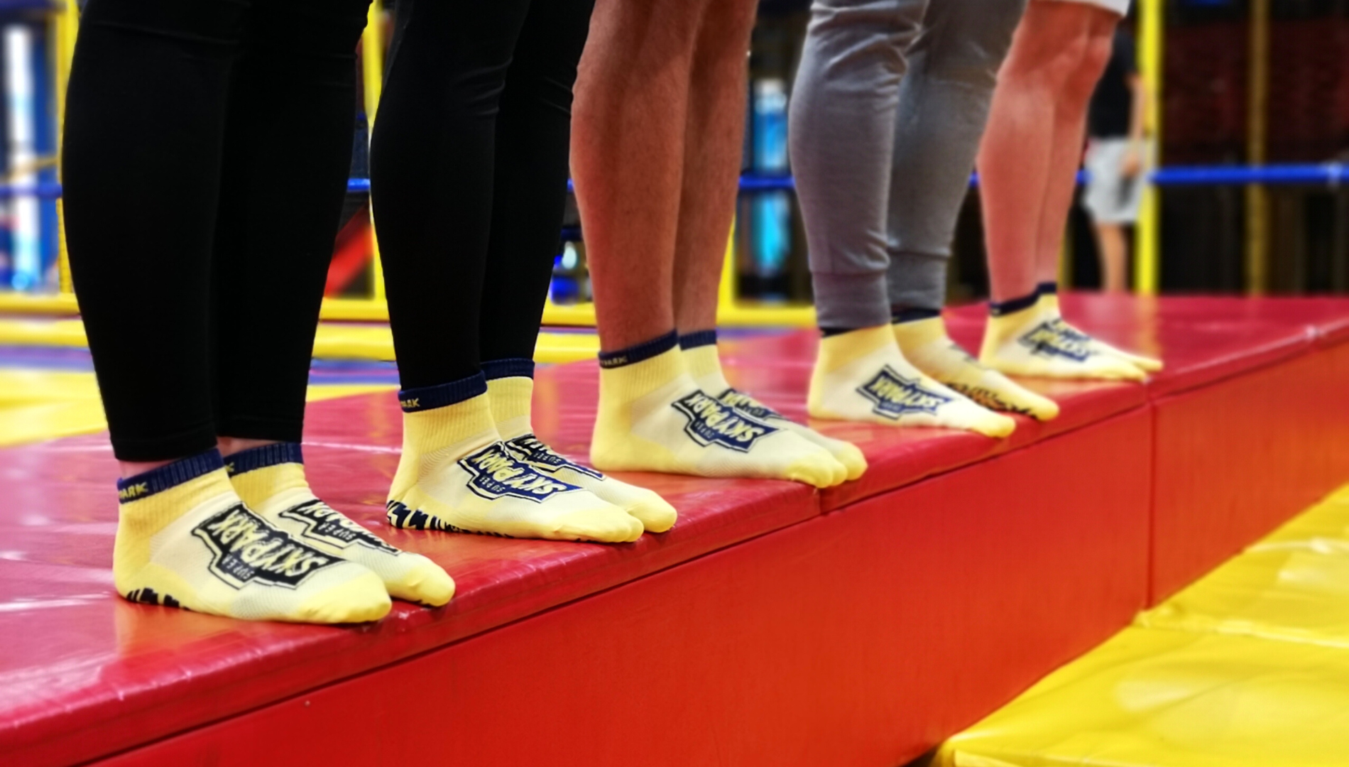 NB! Using attractions in Super Skypark family entertainment centre is  allowed only while wearing special non-slip sole trampoline grip-socks or  soft non-slip sole gymnastics slippers!